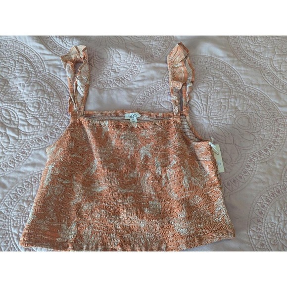 New‎ rust & beige cropped shirt small - Picture 4 of 6